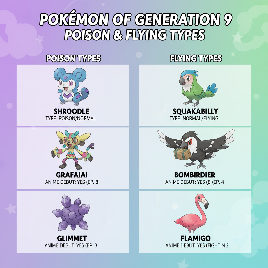 Featured image for Exploring Generation 9 Pokémon: Poison and Flying Types